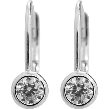 Módní doplněk JSB bijoux s.r.o. Stříbrné náušnice klapky jeden Kubický zirkon Crystal (Stříbro 925/1000)