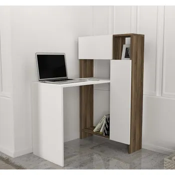 Psací stůl BENTO úzký psací stůl, bílá/ořech