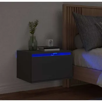 Noční stolek vidaXL Nástěnný noční stolek s LED osvětlením [836828] Barva: Černá