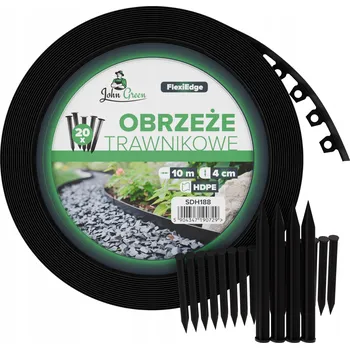 Zahradní obrubník Obrubník trávníku JohnGreen plast černý 1000 cm x 4 cm