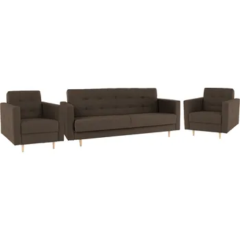 Sedací souprava Rozkládací sedací souprava AMEDIA 3+1+1 s úložným prostorem, látka čokoládová