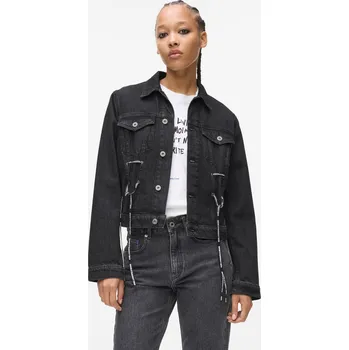 Dámská casual bunda BUNDA KARL LAGERFELD JEANS KLJ LACE TIE DENIM JACKET STONE WASHED BLACK