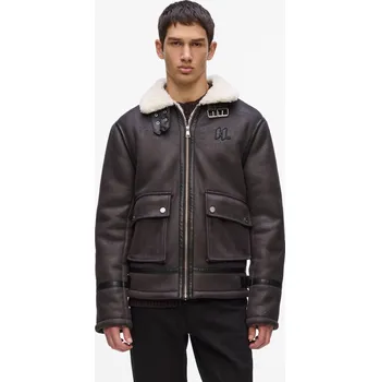 BUNDA KARL LAGERFELD KL MONOGRAM SHEARLING JACKET BLACK COFFEE