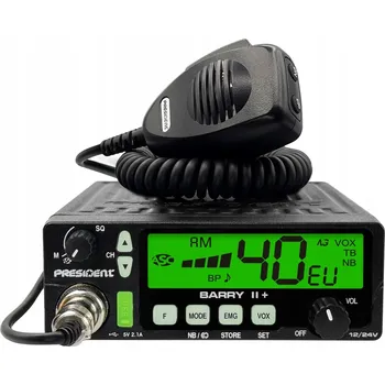 Vysílačka CB radiostanice PRESIDENT BARRY II PLUS + ASC AM/FM 12/24 V