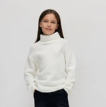 Dětská móda Reserved - Hladký svetr s rolákem - krémová - 806FH-01X - 806FH-01X-U15