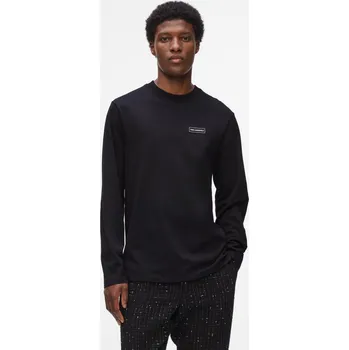 TRIČKO KARL LAGERFELD LS T-SHIRT W/ LOGO PATCH BLACK