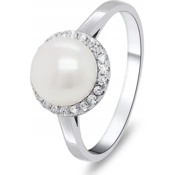 Prsten Brilio Silver Elegantní stříbrný prstýnek s perlou a zirkony RI034W