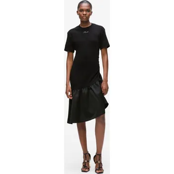 Dámské šaty ŠATY KARL LAGERFELD FRILL T-SHIRT DRESS BLACK