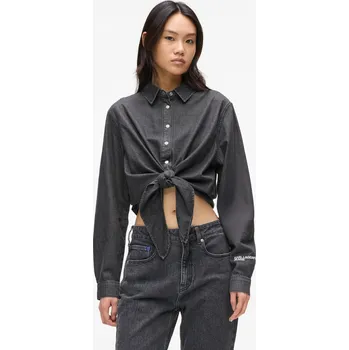 Dámská košile HALENKA KARL LAGERFELD JEANS KLJ DENIM WRAP BLOUSE WASHED BLACK