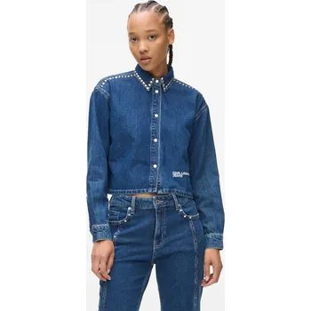 Dámská košile KOŠILE KARL LAGERFELD JEANS KLJ DENIM STUDDED SHIRT DARK BLUE