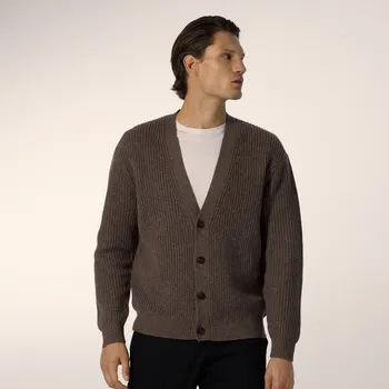 Pánský svetr Reserved - Kardigan s&nbsp;příměsí vlny - kávová - 477GQ-84M - 477GQ-84M-M