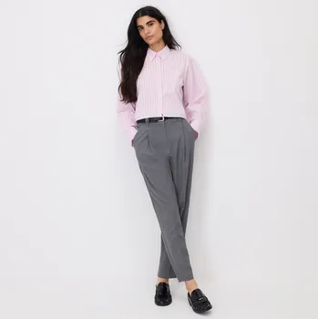 Dámské kalhoty Reserved - Cigaretové kalhoty s&nbsp;páskem - tmavě šedá - 943HF-90M - 943HF-90M-XS