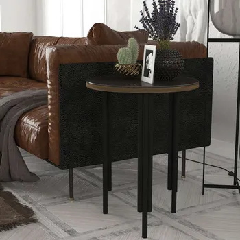 Konferenční stolek BORDEN industriální příruční stolek, ořech/černá