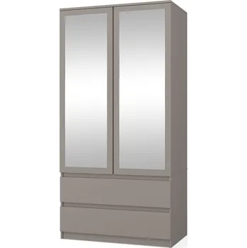 Šatní skříň Falco Šatní skříň Malvína 2S-90 šedá - jíl/zrcadlo