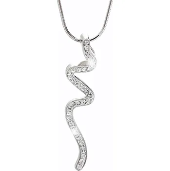 Módní doplněk JSB bijoux s.r.o. Stříbrný náhrdelník s přívěskem dlouhé vlnky a krystaly Swarovski Crystal (Stříbro 925/1000)