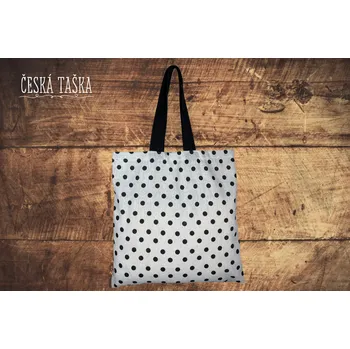 ČESKÁ TAŠKA s motivem černých puntíků XL