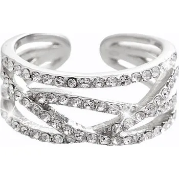 Prsten JSB bijoux s.r.o. Stříbrný prsten několik různých propletených vlnek s krystaly Swarovski Crystal (Stříbro 925/1000)