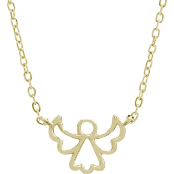 Náhrdelník JSB bijoux s.r.o. Pozlacený stříbrný náhrdelník mini obvodový anděl kovový bez krystalů (Stříbro 925/1000)