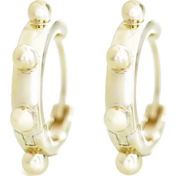 Módní doplněk JSB bijoux s.r.o. Pozlacené stříbrné náušnice kreole po obvodu kuličky kovové bez krystalů (Stříbro 925/1000)