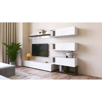 Obývací stěna FINT obývací sestava, mořské vintage dřevo/bílá