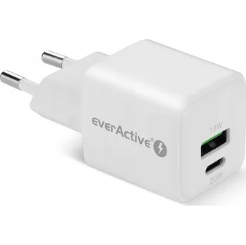 Síťová nabíječka everActive GaN s USB QC3.0 a USB-C PD 20W