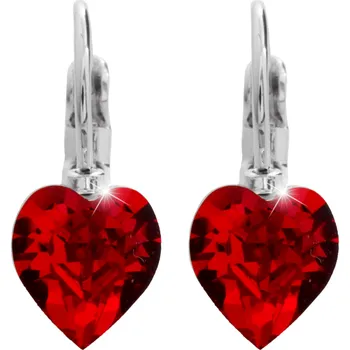 Náušnice JSB bijoux s.r.o. Náušnice klapky z bižuterní slitiny s malým krystalem tvaru srdce Swarovski Siam