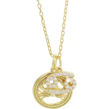 Módní doplněk JSB bijoux s.r.o. Pozlacený stříbrný náhrdelník dva přívěsky znamení zvěrokruhu s Kubickými zirkony Rak (Stříbro 925/1000)