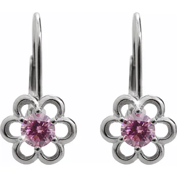 Náušnice JSB bijoux s.r.o. Stříbrné náušnice klapky kvítek s Kubickým zirkonem Rose (Stříbro 925/1000)