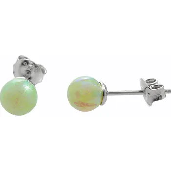 Náušnice JSB bijoux s.r.o. Stříbrné náušnice puzety opálová kulička Green (Stříbro 925/1000)