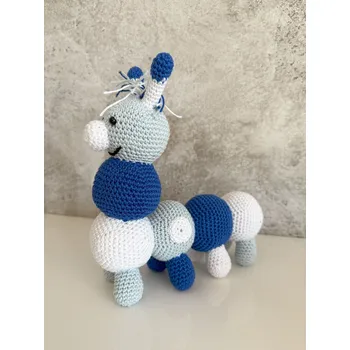 Polštář Háčkovaná hračka - Housenka Vilík modrá