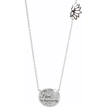 Módní doplněk JSB bijoux s.r.o. Stříbrný náhrdelník s medailonkem I Live In Harmony a krystaly Swarovski Crystal (Stříbro 925/1000)