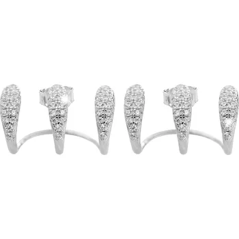 Módní doplněk JSB bijoux s.r.o. Stříbrné náušnice puzety tři kapkovité kroužky s Kubickými zirkony Crystal (Stříbro 925/1000)