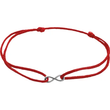 Náramek JSB bijoux s.r.o. Šňůrkový náramek se stříbrným přívěskem mini nekonečna kovového bez krystalů red (Stříbro 925/1000)