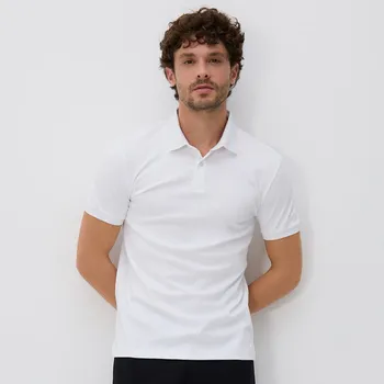 Reserved - Pima bavlněné polo slim - krémová - 855DI-01X - 855DI-01X-L-2