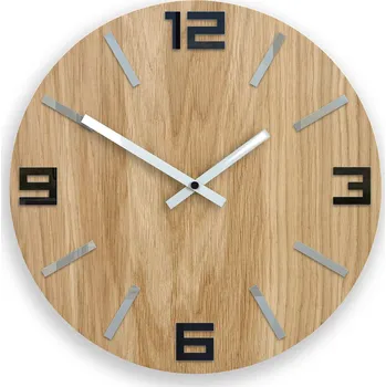 Hodiny Dřevěné nástěnné hodiny Arabic 33 cm hnědé/stříbrné