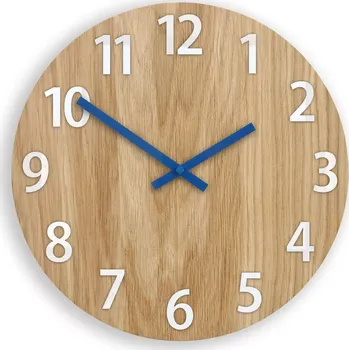 Hodiny Dřevěné nástěnné hodiny Amadeus 33 cm modré/bílé