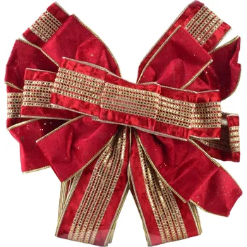 Vánoční dekorace Vánoční dekorativní mašle Santa Lila 32x130 cm červeno-zlatá