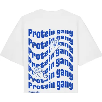 Pánské tričko ProteinaCo Oversized tričko - Protein gang - Blue Velikost: L