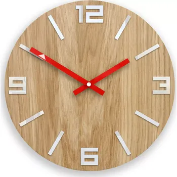 Hodiny Dřevěné nástěnné hodiny Arabic 33 cm hnědé/červené
