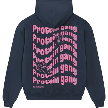 Pánská mikina ProteinaCo Oversized Heavy mikina - Protein gang - Navy blue with pink Velikost: M