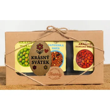 Dárková krabička Křupavé arašídy Dárková sada 3 druhů krásný svátek (Křupavé arašídy Dárková sada 3 druhů krásný svátek)