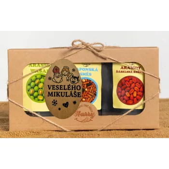 Dárková krabička Křupavé arašídy Dárková sada 3 druhů veselého Mikuláše (Křupavé arašídy Dárková sada 3 druhů veselého Mikuláše)