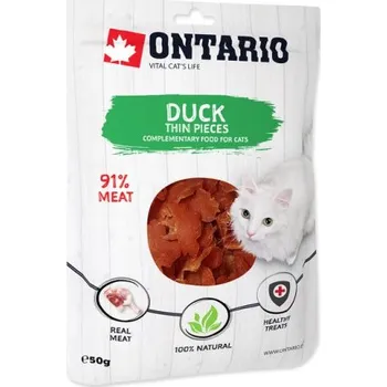 Pamlsek pro kočku Pochoutka Ontario Cat kachna, tenké plátky 50g