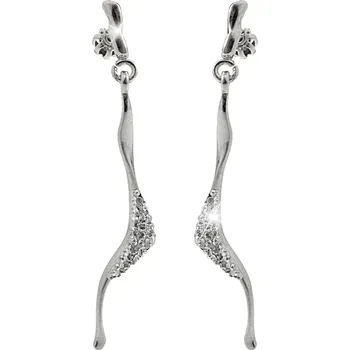 Náušnice JSB bijoux s.r.o. Stříbrné náušnice puzety dlouhé křivé vlnky a krystaly Swarovski Crystal (Stříbro 925/1000)