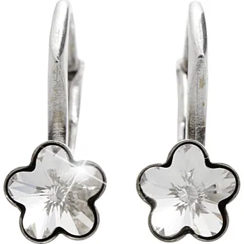 Náušnice JSB bijoux s.r.o. Stříbrné náušnice klapky a samostatný krystal Swarovski ve tvaru květiny Crastal (Stříbro 925/1000)