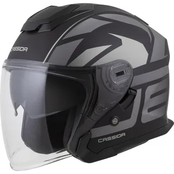 Helma na motorku Přilba Jet Tech 2.0 RoTo, CASSIDA (černá matná/šedá/bílá) 2026 S (55 až 56 cm)