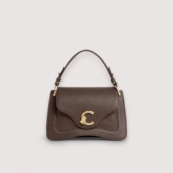 Kabelka COCCINELLE C-ME SMALL. KOŽENÁ KABELKA BRUNETTE AW25