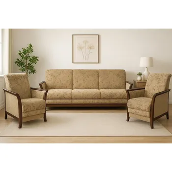 Sedací souprava Falco Rozkládací sedací souprava JANA s úložným prostorem, béžová/Vita beige/koo/světlý ořech 17