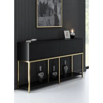 Komoda Lord konzolový stolek se skřnkou, černá / zlatá
