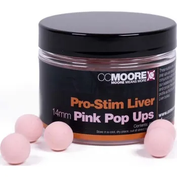 Boilies CC MOORE - Plovoucí boilie Pro-Stim Liver Pink Pop Ups 14 mm 45 ks